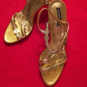 Claudia Ciuti Gold/Silver Dress Sandals, 9M